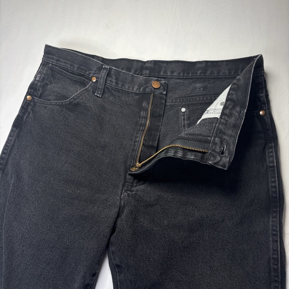 Wrangler Jeans Black Denim Mens 36x30 Pants Cotton Straight Leg 936WBK Dark Wash